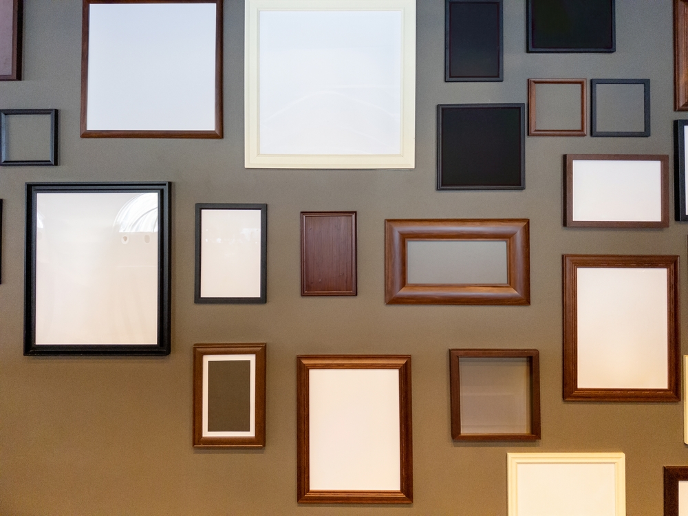 A,Collection,Of,Memories:,Empty,Picture,Frames,Of,Different,Colors